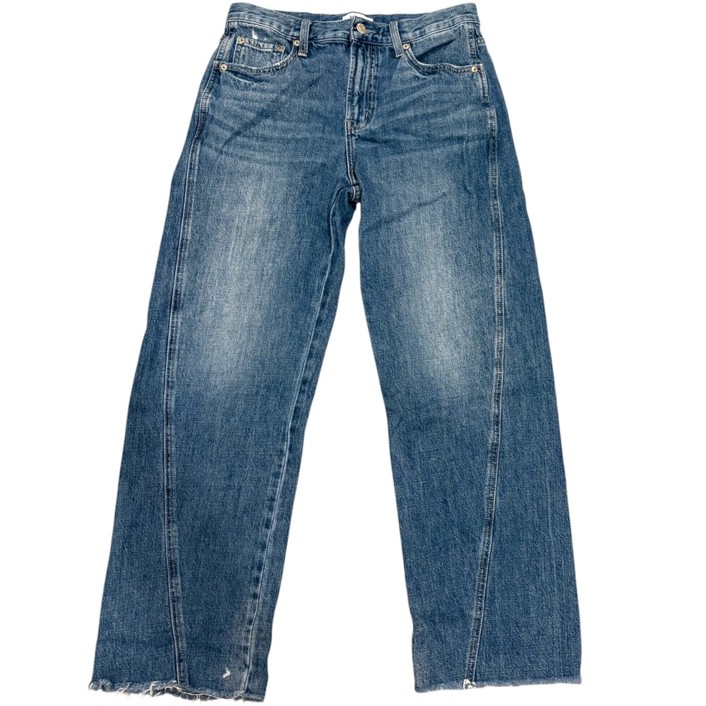 Pistola Womens 26 Wide Leg Jeans Medium Wash High Rise Raw Hem Seam Detail Boho